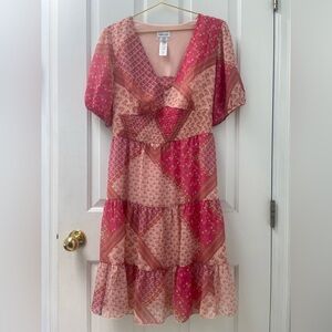 12 S/M Kate Lilly Pink Patchwork Dress